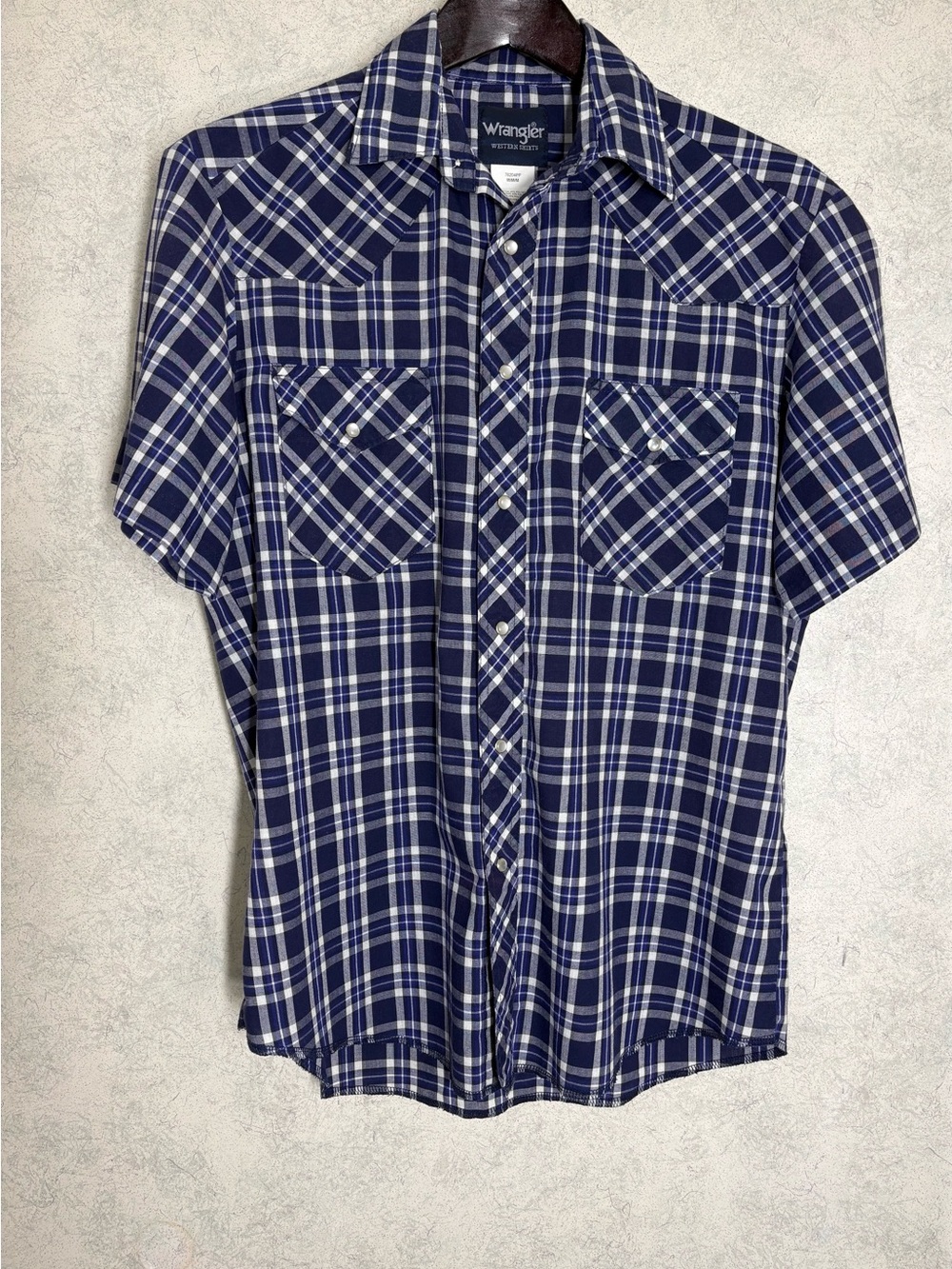 Wrangler•Western•Shirt•Men's•Med•Short Sleeve•Pearl Snap•Plaid•Cowboy•WTNH92071